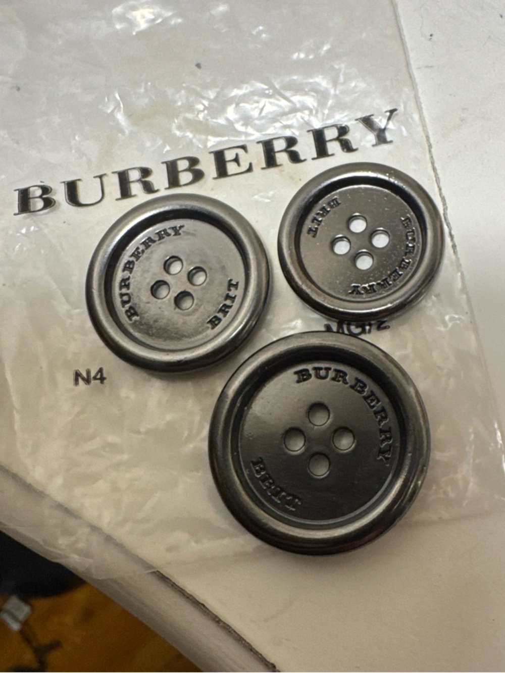 3 BURBERRY AUTHENTIC REPLACEMENT BUTTONS METAL 4 Holes